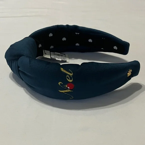 Lele Sadoughi Noel Velvet Embroidered Festive Holiday Headband Navy NWT Lele Sadoughi Latte Velvet Gigi Headband – Lele Sadoughi  main image 3